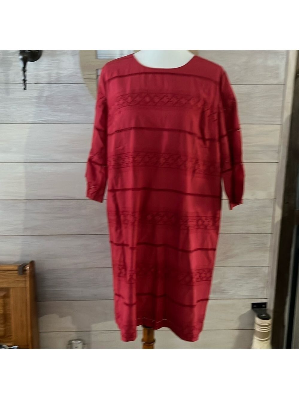 Loft Red Eyelet Dress L